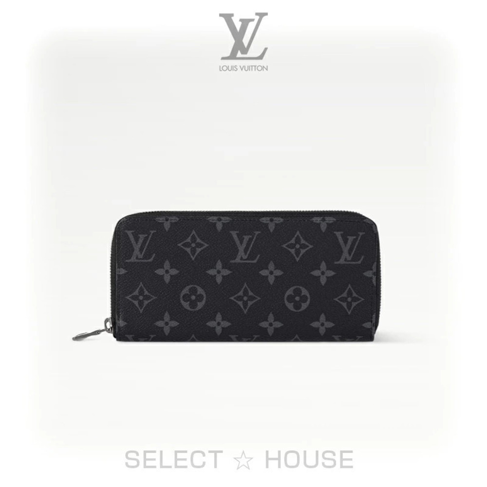 Louis Vuitton Zippy Horizontal Monogram Eclipse Canvas Leather Long Wallet Black